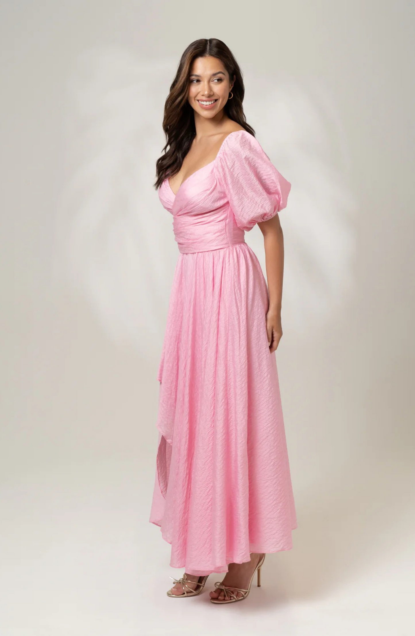 Elowyn | Bridget Puff Sleeve Maxi Dress with Side Slit