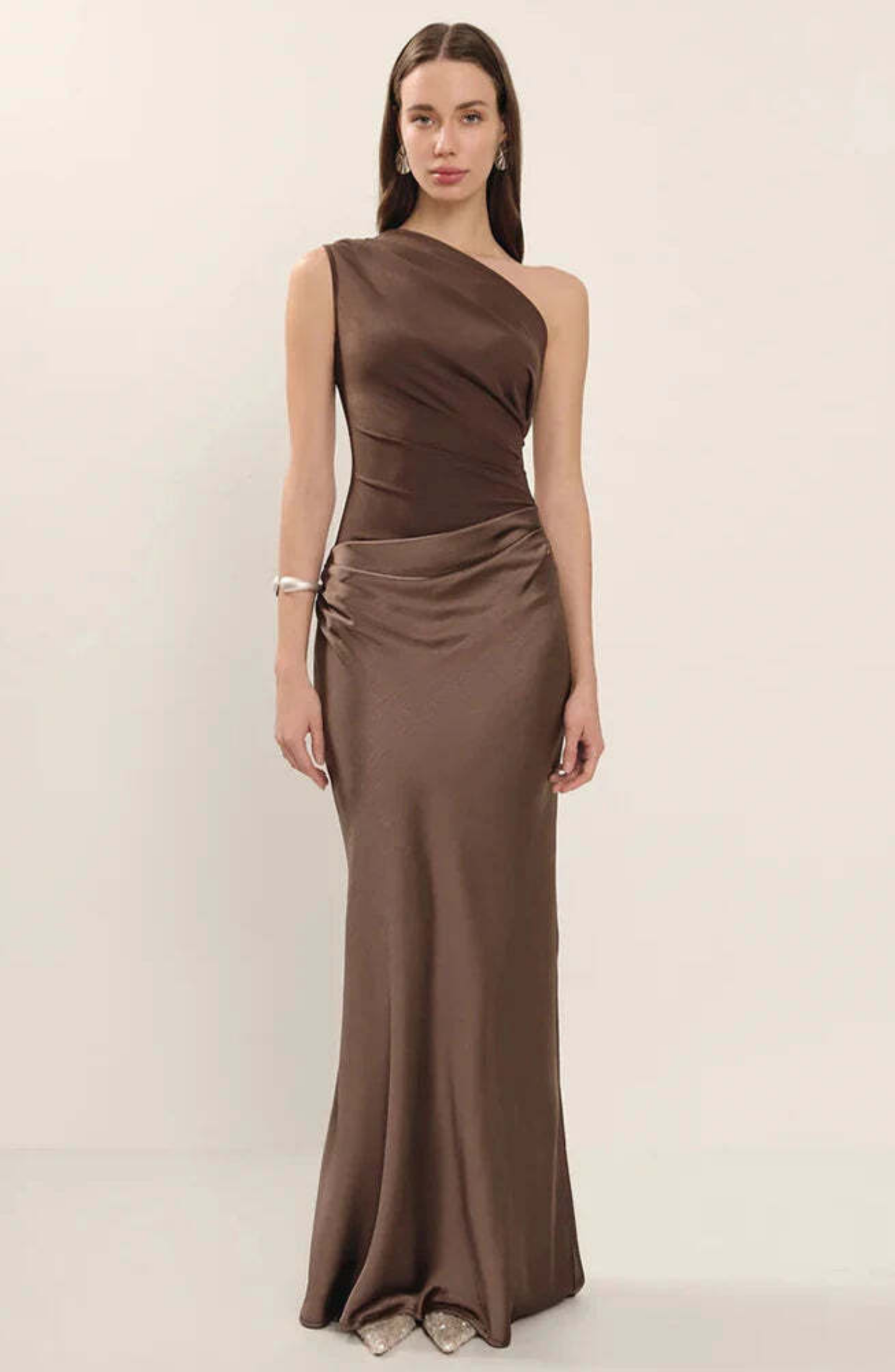 Elyndra | Glossy One-Shoulder Satin Gown