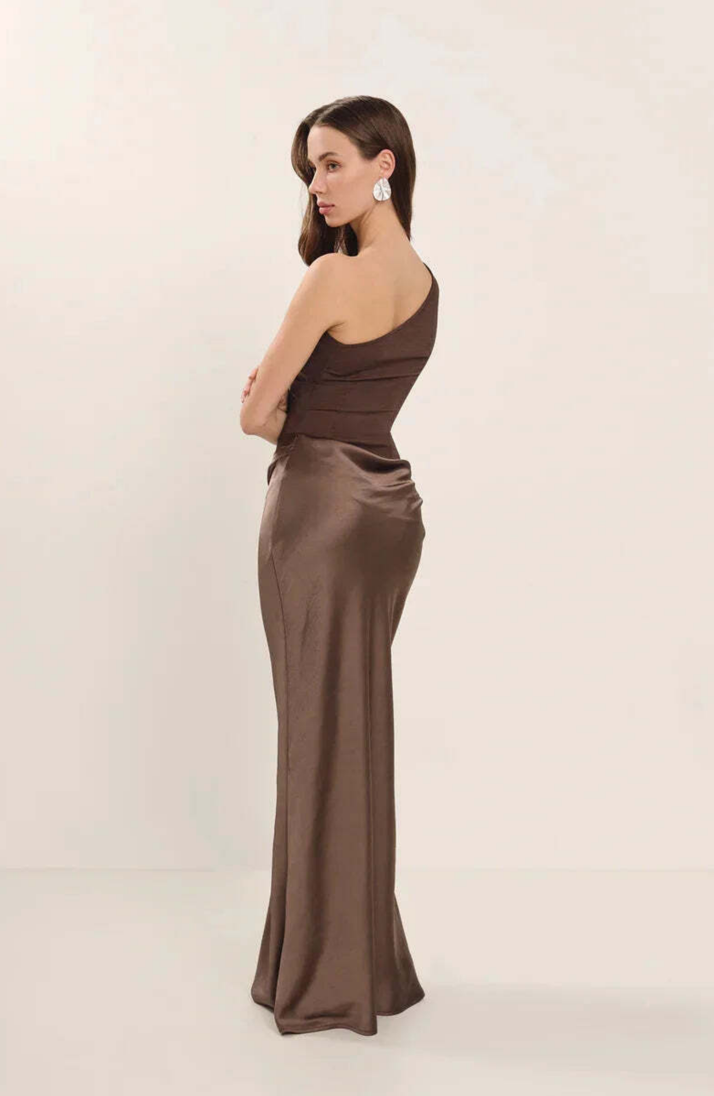 Elyndra | Glossy One-Shoulder Satin Gown