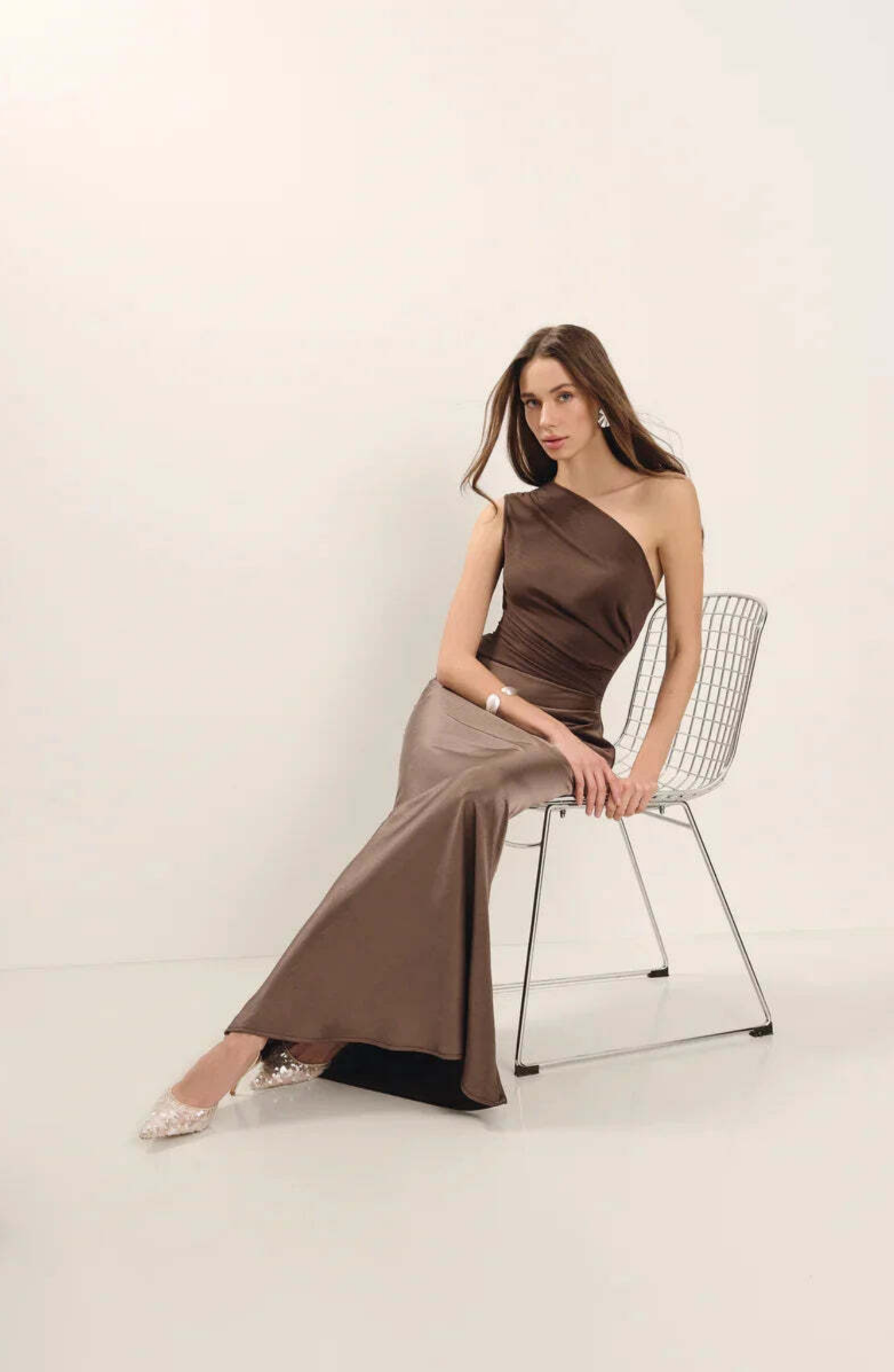 Elyndra | Glossy One-Shoulder Satin Gown