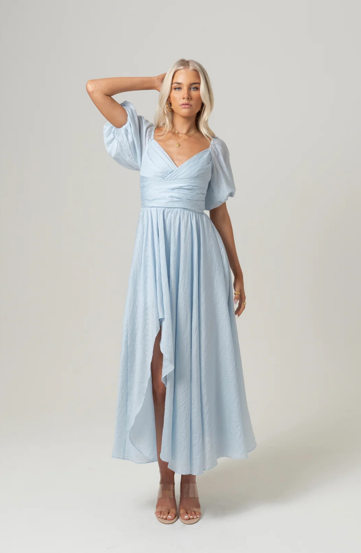 Elowyn | Bridget Puff Sleeve Maxi Dress with Side Slit